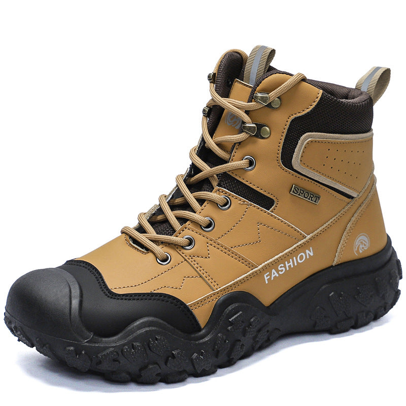 Men Mountaineering Shoes All Seasons With High Top PU Upper