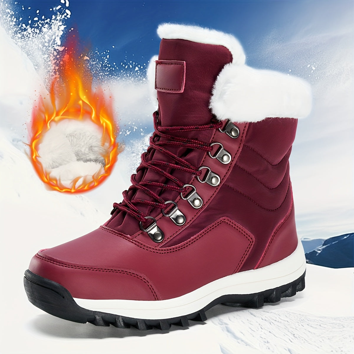 WINVOTE Snow Boots Faux Fur Lined Anti Slip Winter Boots