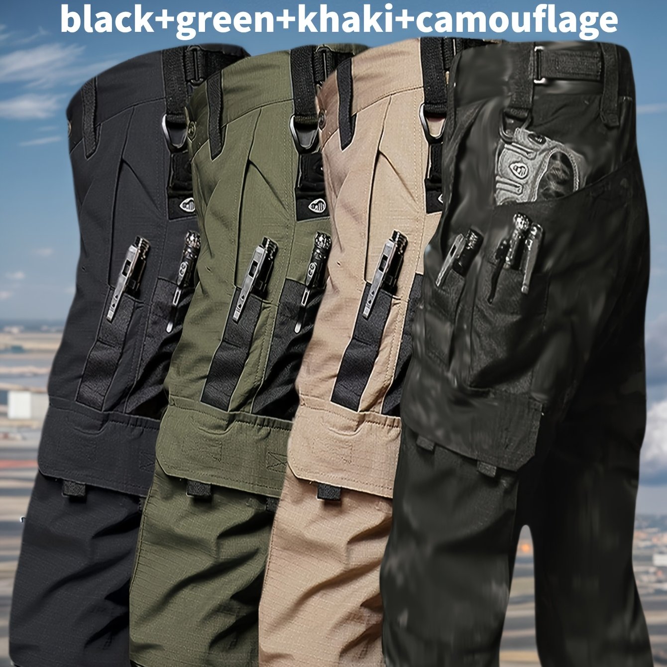 4 Pack Tactical Pants for Men Stretch, Ripstop Work Pants for Men, Lightweight Hiking Cargo Pants, Outdoor Apparel, Gift for Summer