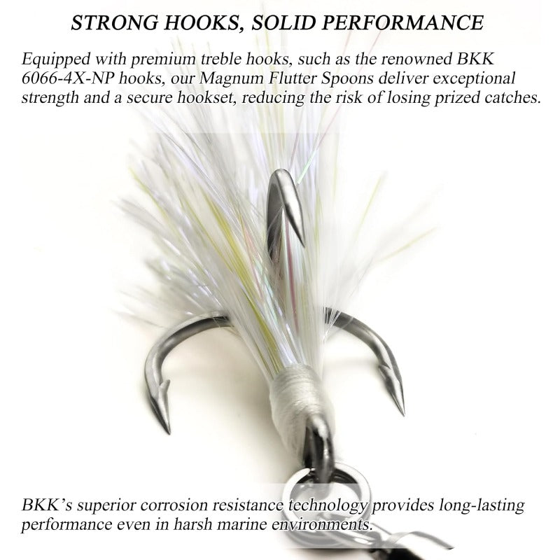 Magnum Flutter Spoon Jigging Lures 7. 5 Inch Large Hard Metal Trolling Casting Striper Sinking Fishing Spoon Baits for Striped Bass Salmon Walleye Saltwater Freshwater Deep Sea Fishing, Spoon Lures Fishing, Blue And Silvery F