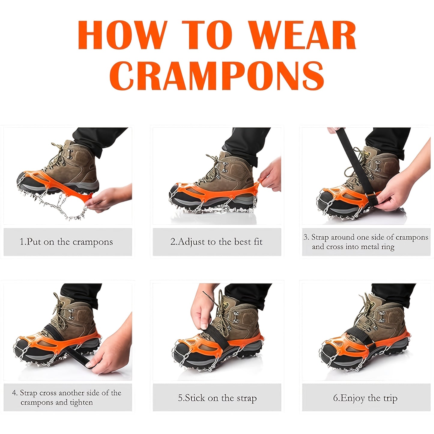 Stainless Steel Ice Cleats Crampons Traction Grips For Boots