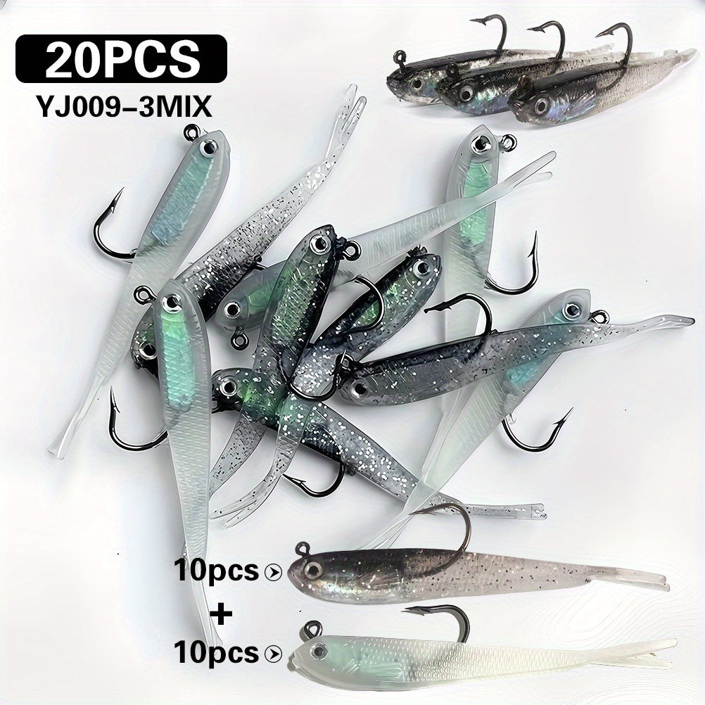 Gromast 20 Pcs Bionic Lure Bait Soft Bait Kit For Freshwater And Saltwater