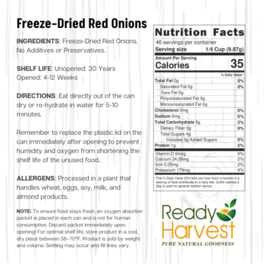 Freeze Dried Red Onions For Emergency Canned Vegetables