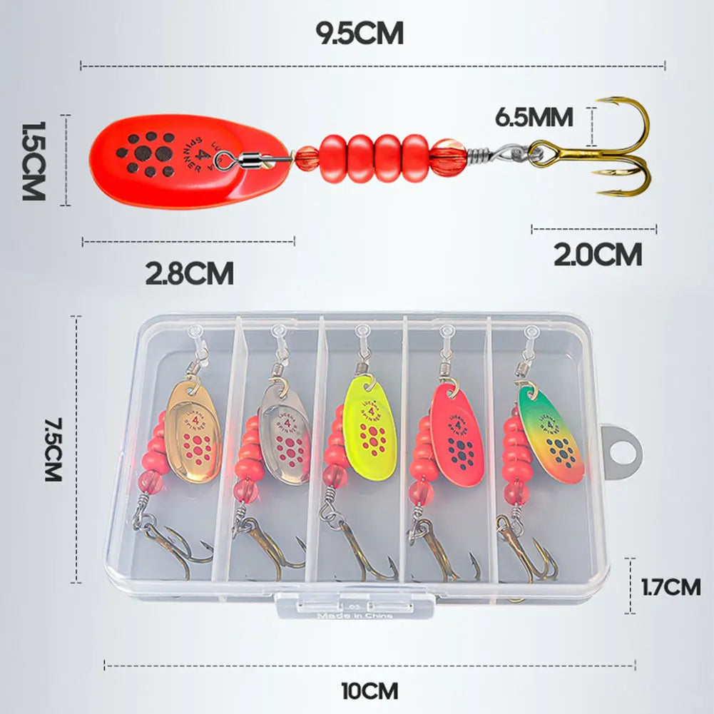Metal Spoon Spinner Fishing Lure Set With Tackle Box Bass