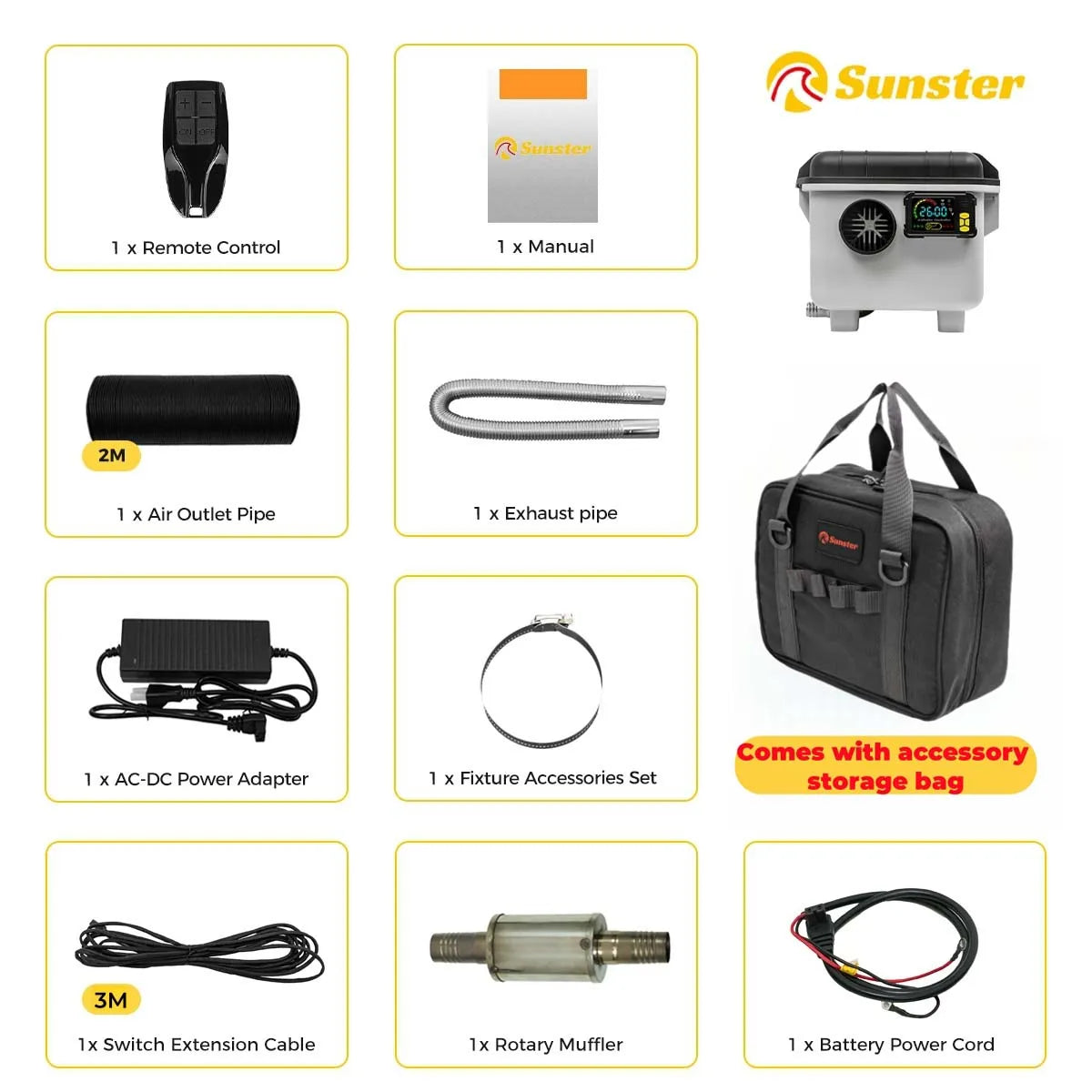 Sunster 8kW Portable Diesel Car Heater With LCD Bluetooth Remote