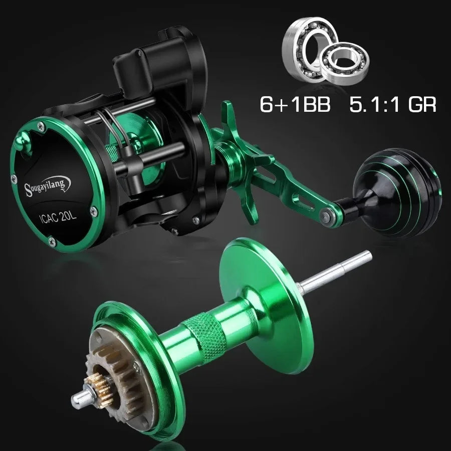 Line Counter Trolling Reel Graphite Body Stainless Steel Gears