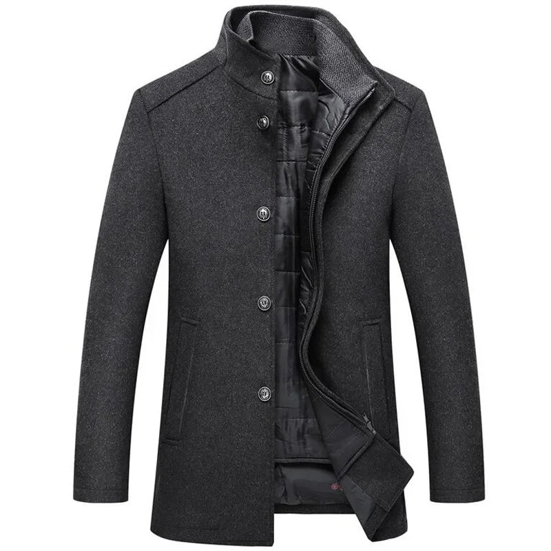 CN Guangdong Men Winter Wool Coat With Vest Single Breasted Stand Collar