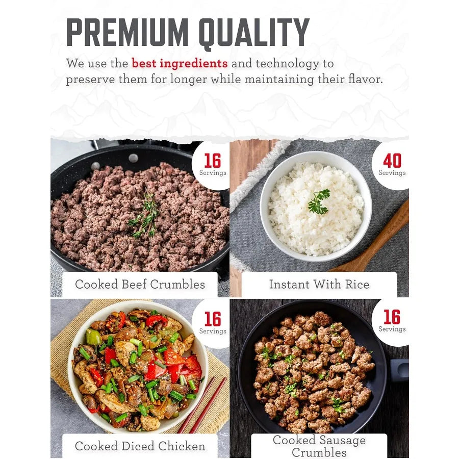 Emergency Food Supply 88 Servings Freeze Dried Meat and Rice