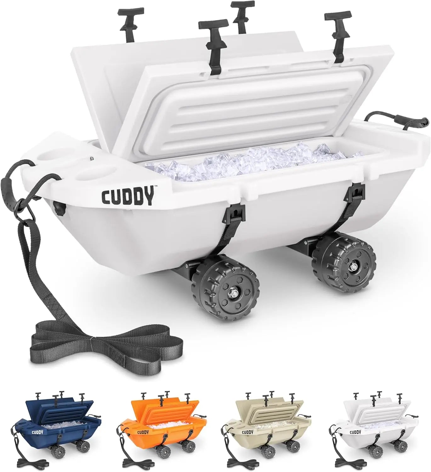 Crawler Cooler with Wheels \\u2013 40 QT Amphibious Floating Cooler and Dry Storage Vessel - Orange, Navy, Tan, or White