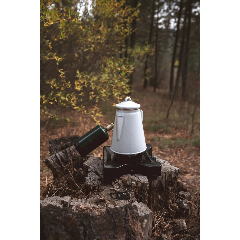 Enamel Percolator Coffee Pot 8 Cup Outdoor Camping Backpacking Easy Pour Spout Includes Percolator Stem Basket Dishwasher Safe