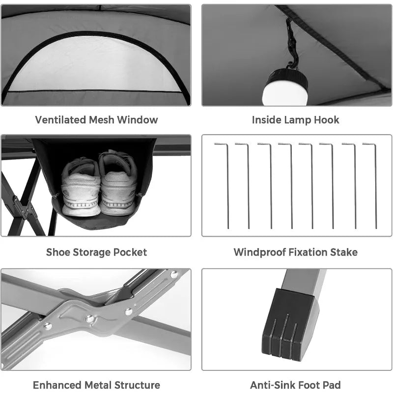 YTYIN 2 Person Tent Cot Folding Tent With Waterproof Rainfly