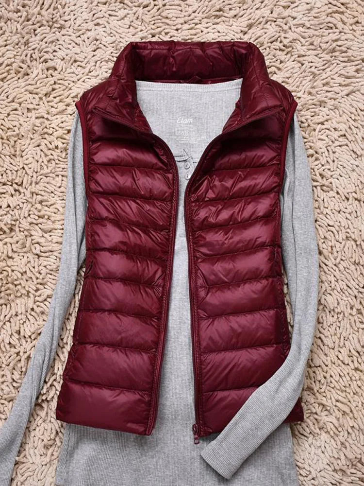 VNFDWJCN Ultra Thin Down Jacket Vest Women Slim Warm Puffer