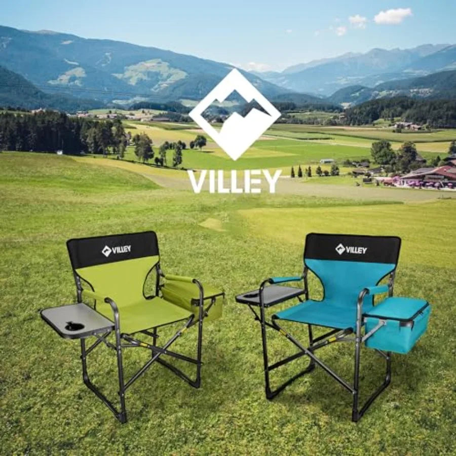 Heavy Duty Folding Camping Chair With Builtin Cooler Bag Outdoors