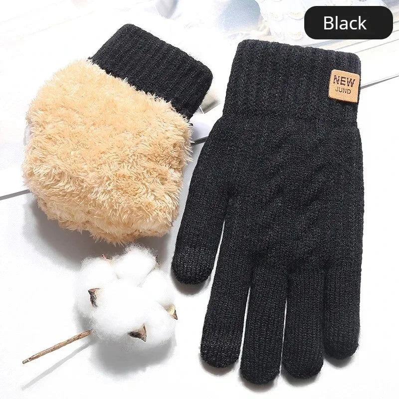 CN Unisex Knit Thermal Full Finger Gloves With Touchscreen Wool