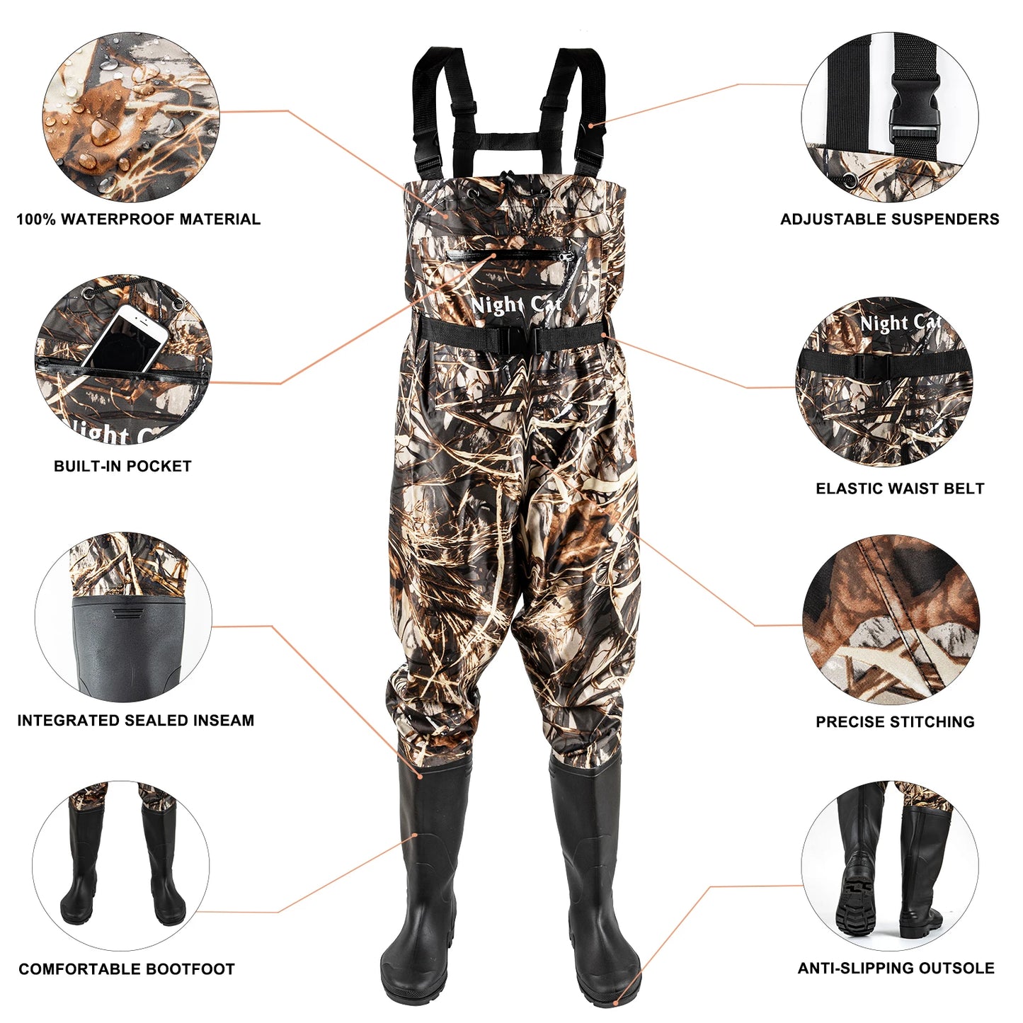 XSK Chest Waders for Men with Boots Nylon PVC Waterproof Fishing and Hunting Gear