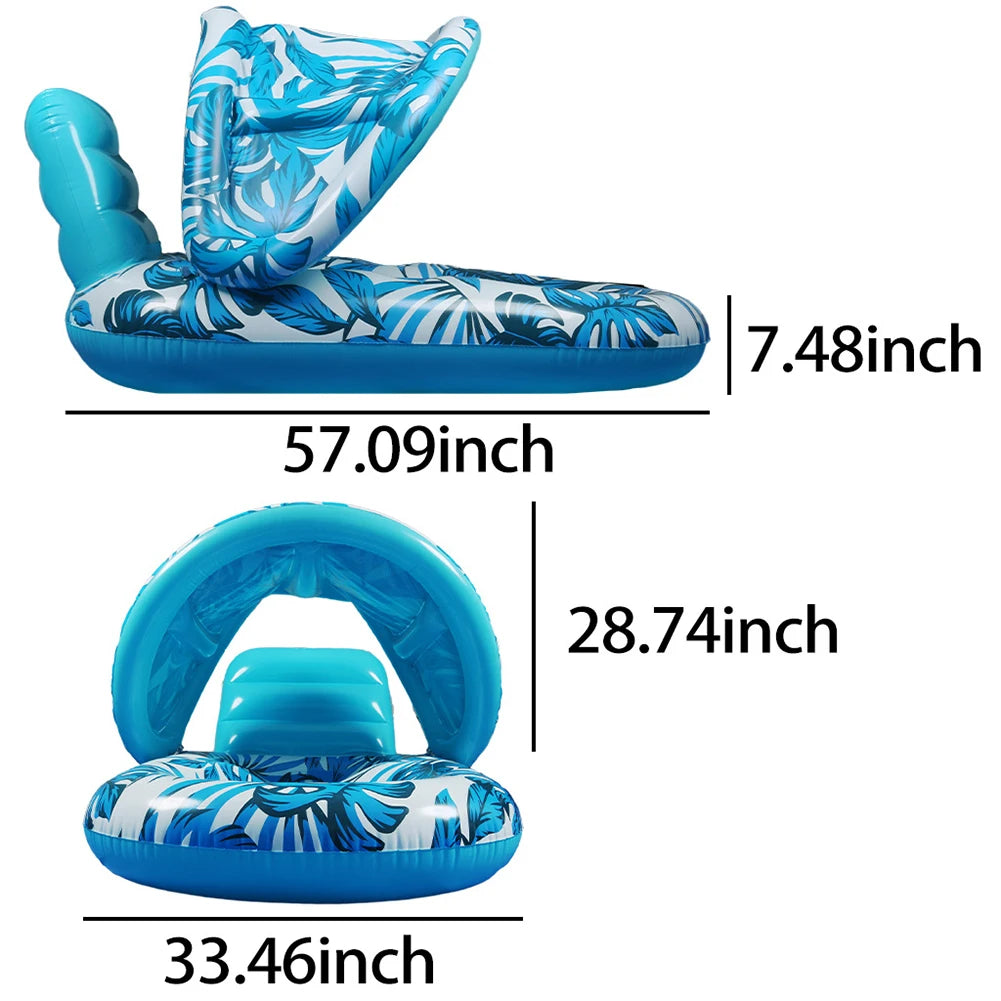MOJOYCE Inflatable Floating Bed With Sunshade Lounger For Pool