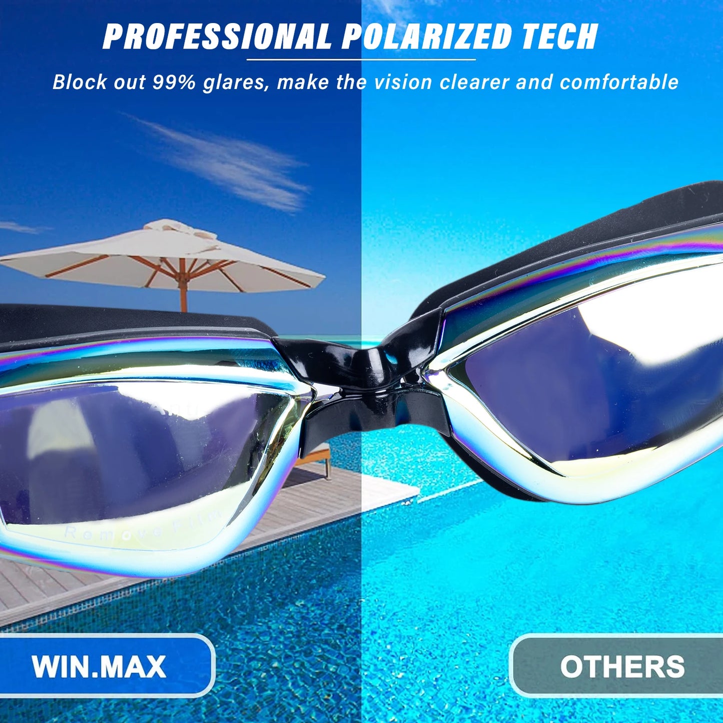 Hign-concerned 4pcs Professional Swimming Goggles Set for Adults with Adjustable Straps Nose Bridge UV Protection