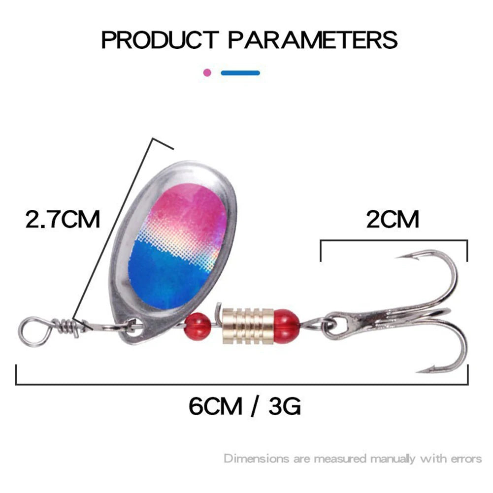 Metal Spoon Spinner Fishing Lures With Treble Hooks For Bass