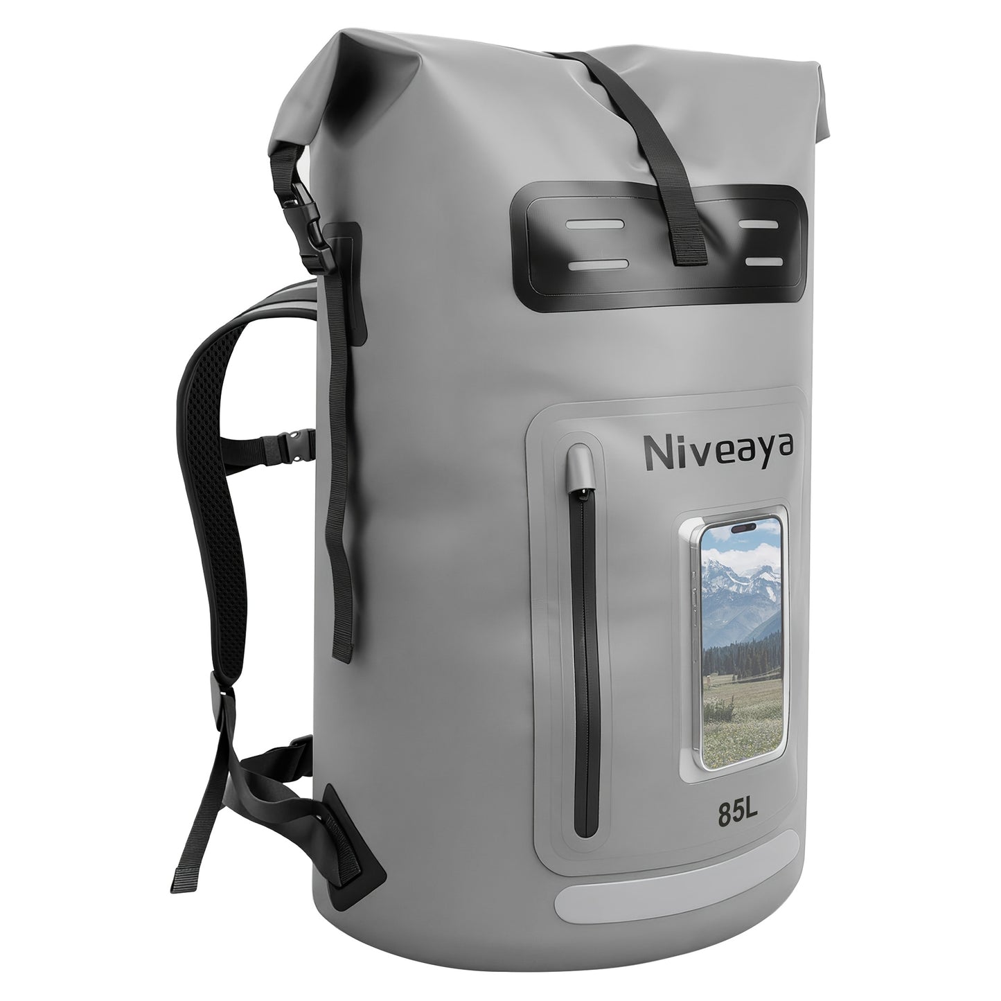 NIVEAYA Heavy Duty Hiking Backpack Roll Top Closure Bag