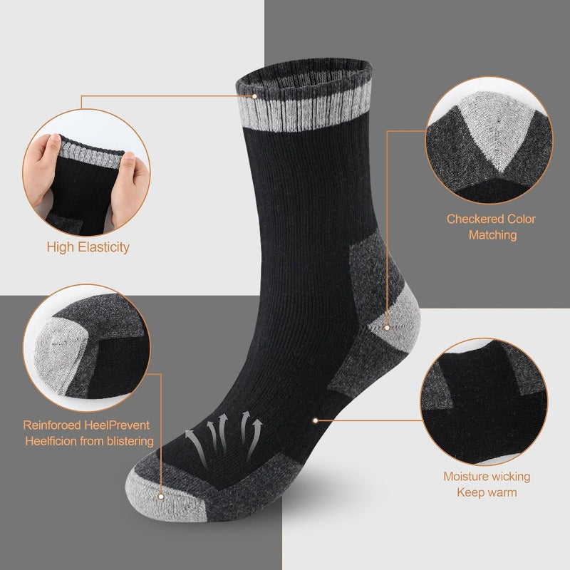 Thermal Wool Socks For Men Thick Knit Striped Fabric