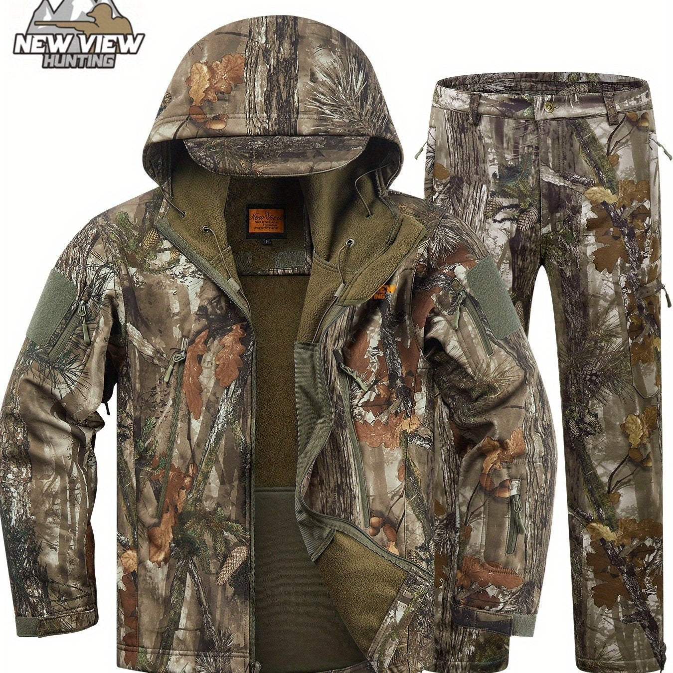 NEW VIEW Camo Hunting Clothes, Quiet Warm Hunting Jacket and Pants, High Quality Hunting Suit for Deer Duck Bow Hunt