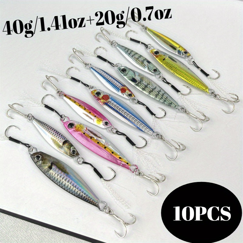 Amacure Fisch Laser Metal Jigs Saltwater Lures 10pcs Long Casting