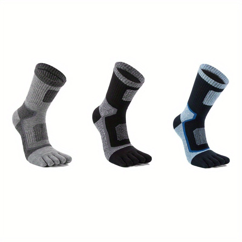 Men's Five Toe Running Socks Geometric Pattern Breathable Cotton MoistureWicking