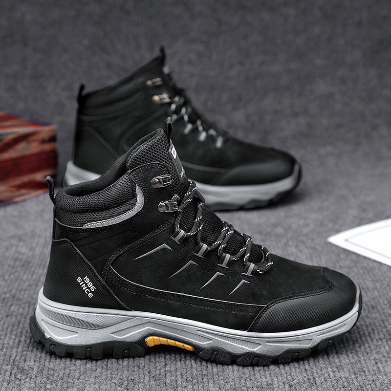 Women's Heavy-Duty High-Top Work Boots with Thick Rubber Sole & Rugged Tread - All-Terrain Traction, Round Toe PVC (Brown/Black) - Winter & Autumn Outdoor Boots for,, Farm, Casual Wear - Durable Ankle