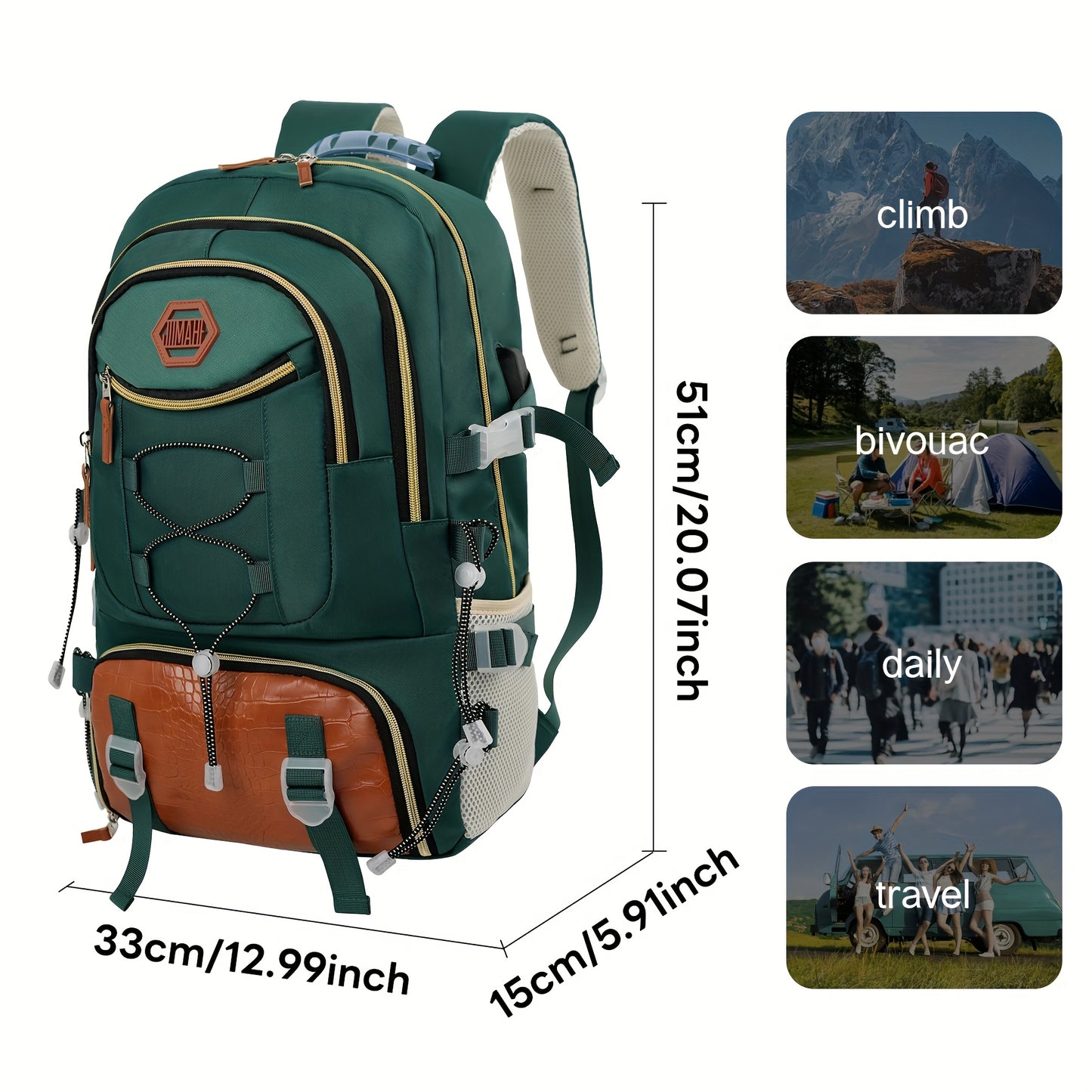 JUMAHE Travel Backpack USB Charging Port For Men Women Commuter