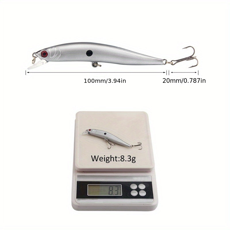 60pcs Large Floating Minnow Lures, ABS Hard Fishing Baits with Twitch/Wobbling/Darting Action - 10cm/3.94in 8.3g Weight, Floating Minnow for Bass Trout Walleye - Freshwater & Saltwater Use, Multi-Color for all-Season Catch (I