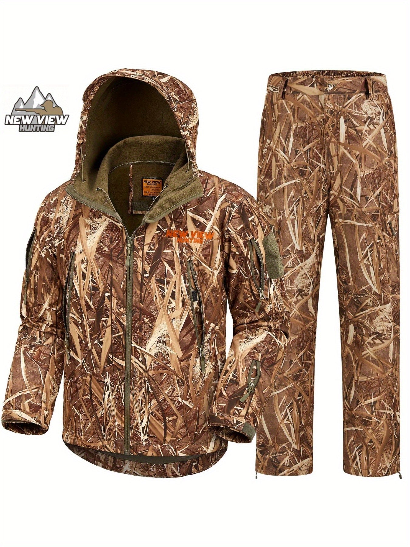 NEW VIEW Camo Hunting Clothes, Quiet Warm Hunting Jacket and Pants, High Quality Hunting Suit for Deer Duck Bow Hunt