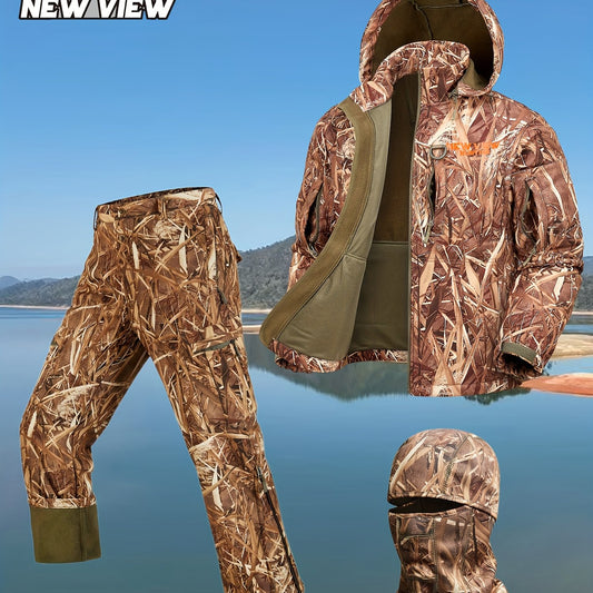 NEW VIEW Camo Hunting Clothes for Men, Winter Warm Hunting Jacket and Pants, Fleece Lined Hunting Suit, for Deer Duck Bow Hunts, Hiking, Fishing, Camping and Outdoor Activities