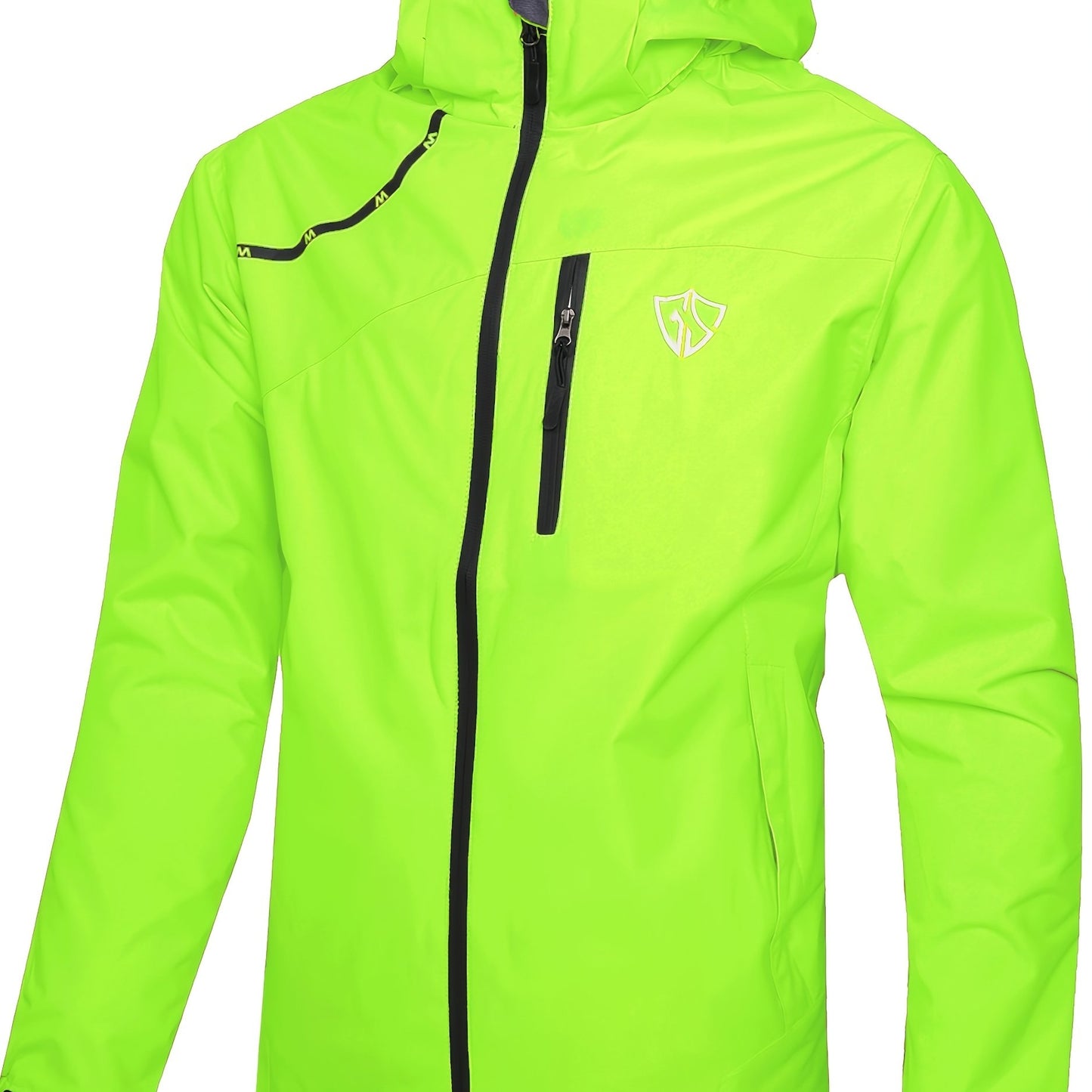 Men's Waterproof Rain Jacket With Hood And Windproof Zippered Pockets