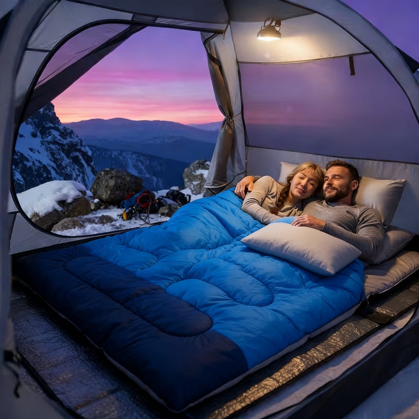 SWTMERRY Two Person Sleeping Bag With Pillow For All Season