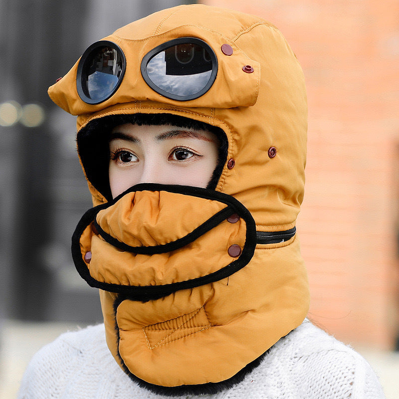 Unisex Winter Windproof Ski Mask With Detachable Glasses