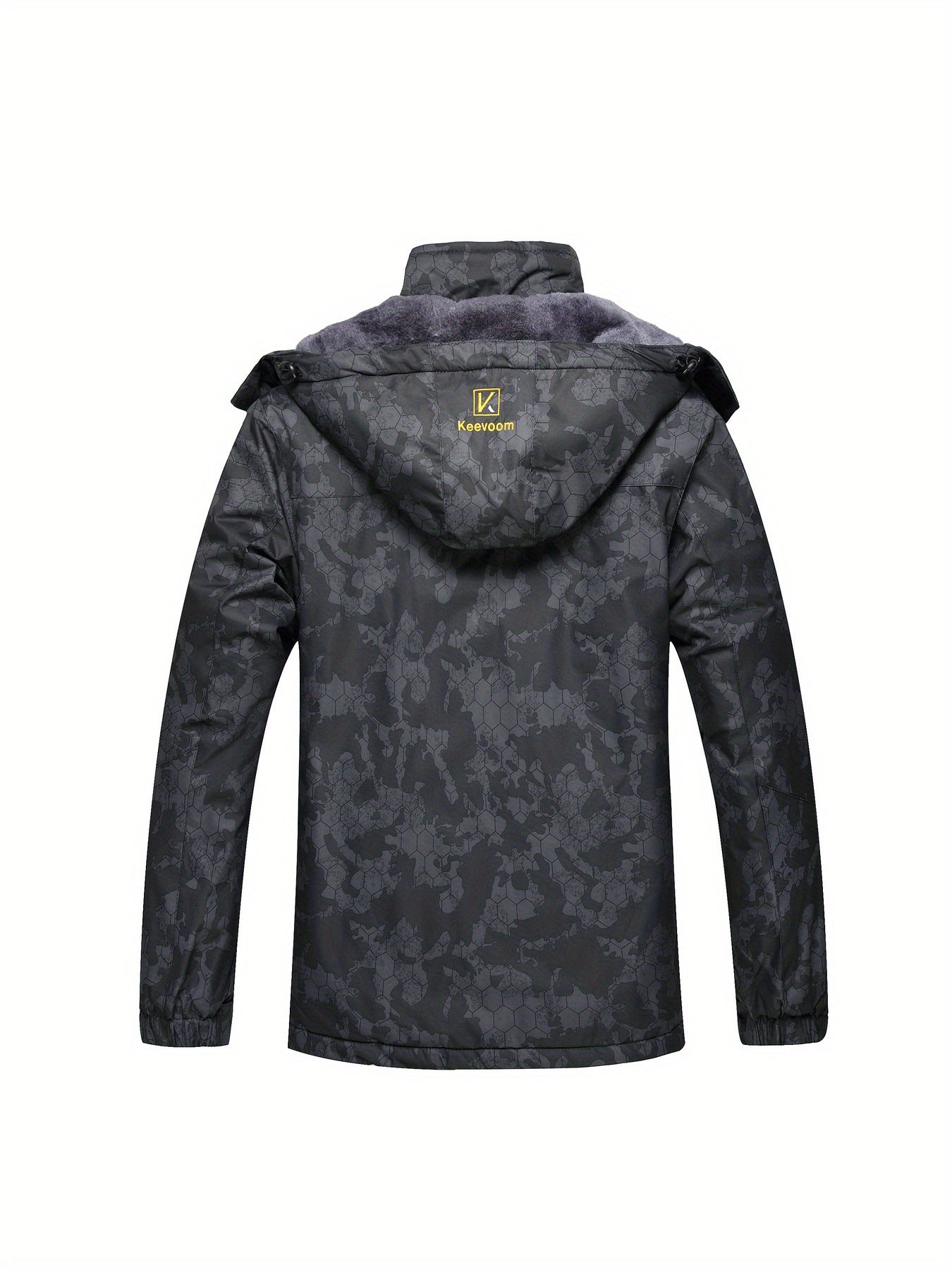 Keevoom Men's Ski Jacket Hooded Fleece-Lined Outdoor Windbreaker