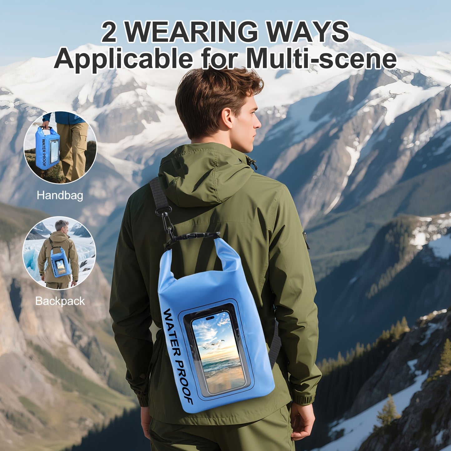 RYNAPAC Waterproof Dry Bag Roll Top With Phone Case Travel