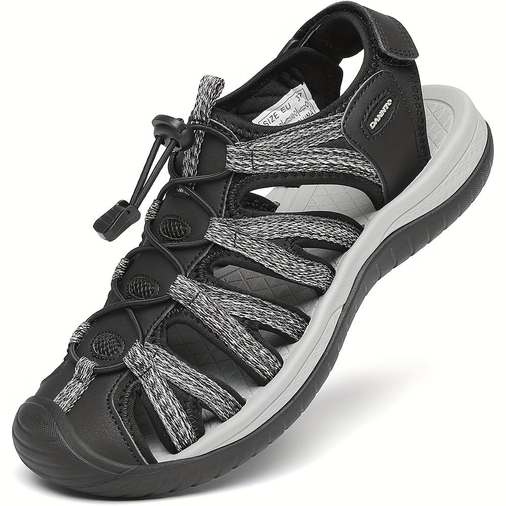 Women's Closed Toe Hiking Sandals with Adjustable Straps & Anti-Slip Rubber Sole - Lightweight Breathable Fabric Upper, Cushioned Comfort for Outdoor Walking, Beach, Camping & Travel - Blue, Hiking Accessories