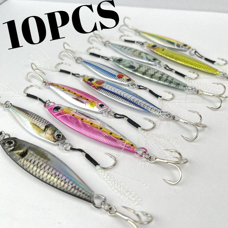 Amacure Fisch Laser Metal Jigs Saltwater Lures 10pcs Long Casting