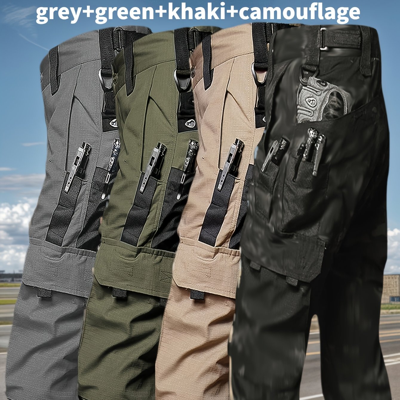 4 Pack Tactical Pants for Men Stretch, Ripstop Work Pants for Men, Lightweight Hiking Cargo Pants, Outdoor Apparel, Gift for Summer