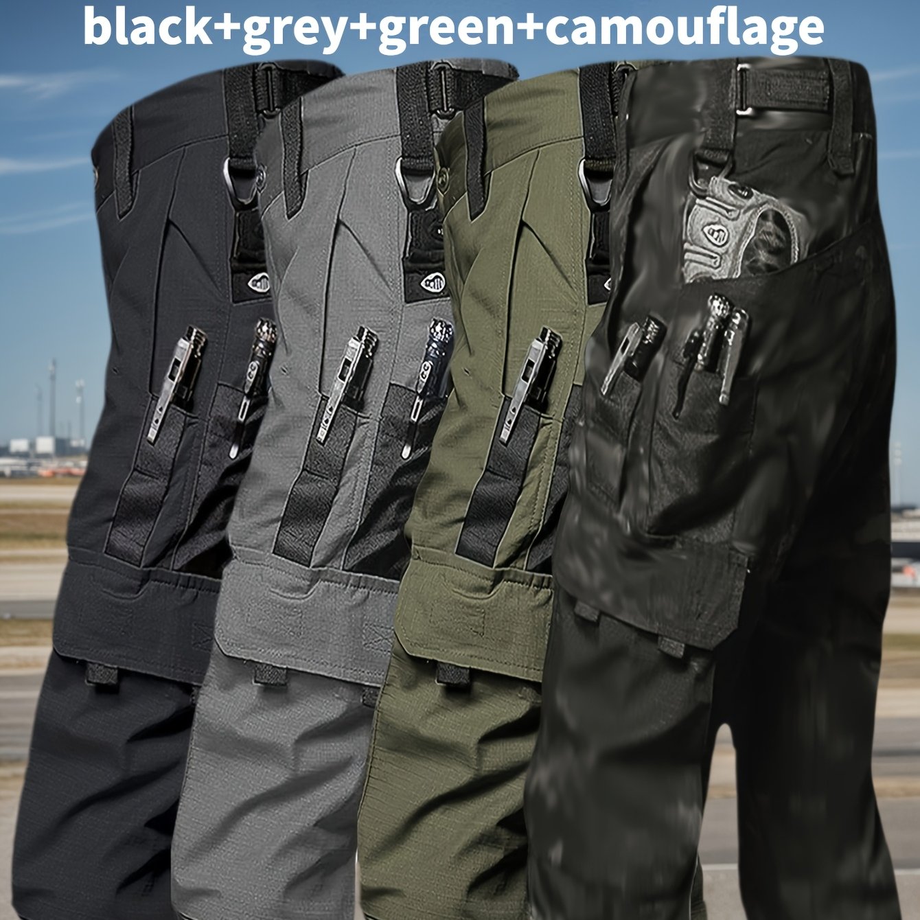 4 Pack Tactical Pants for Men Stretch, Ripstop Work Pants for Men, Lightweight Hiking Cargo Pants, Outdoor Apparel, Gift for Summer
