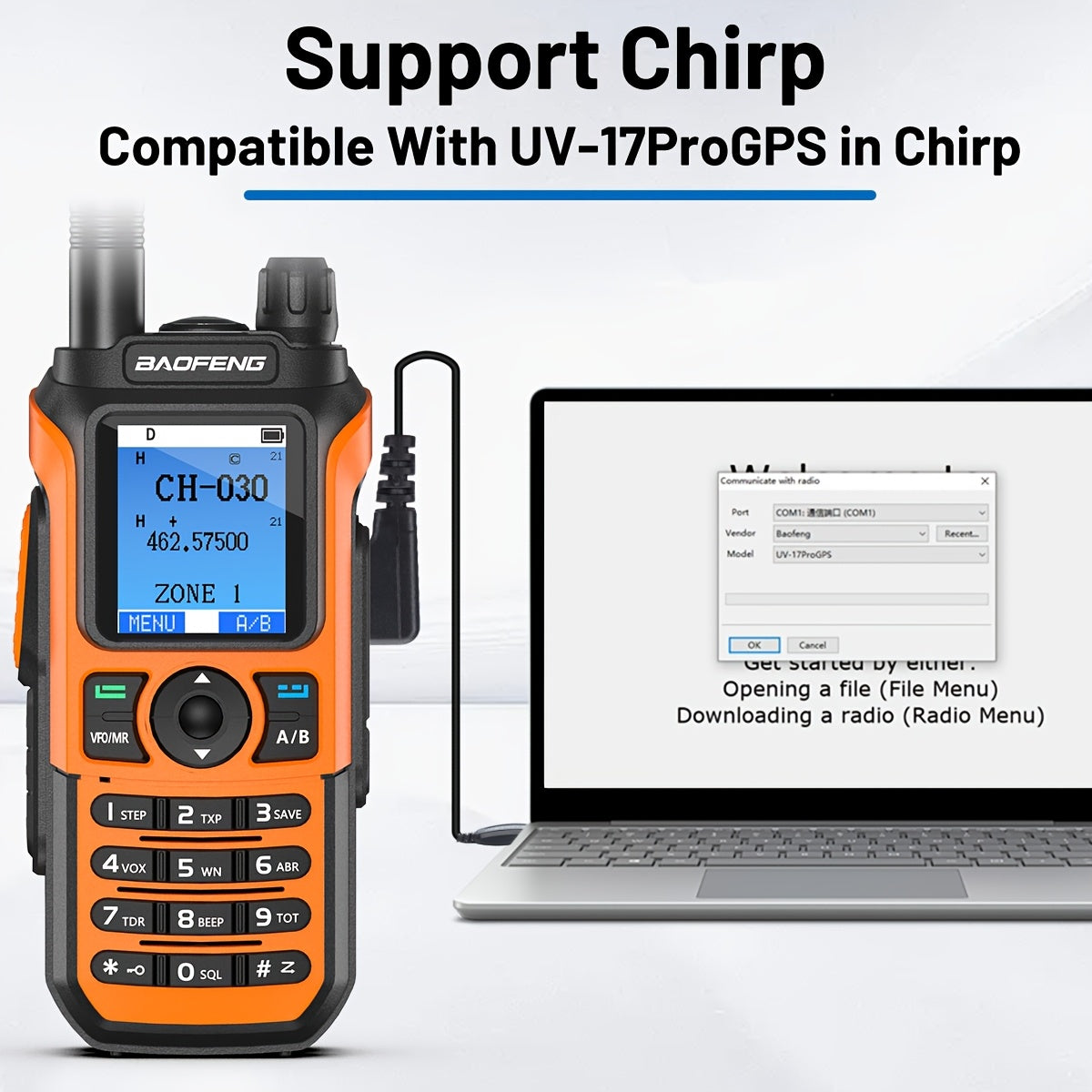 Baofeng GMRS Two Way Radio GM21 999 Channels USB Charger