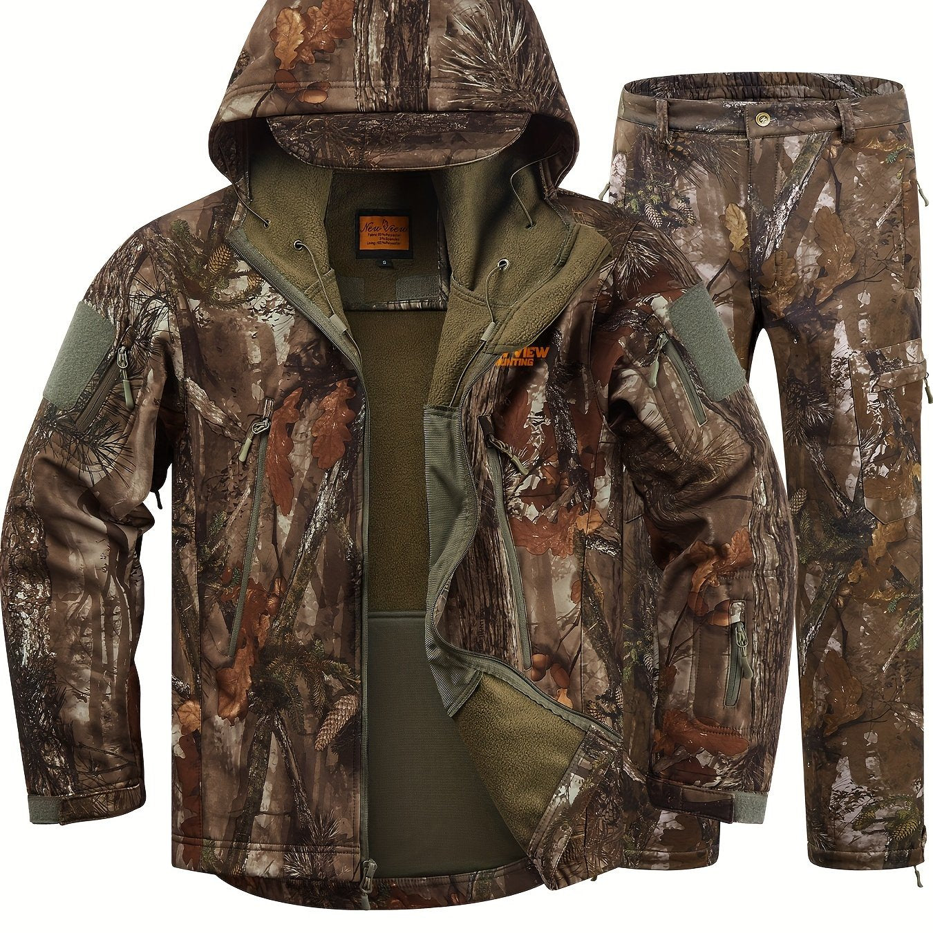 VIEW Hunting Clothes for Men, Quiet Camo Hunting Jacket and Pants, Hunting Suit for Deer Duck Bow Hunting