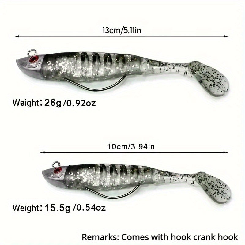 Six Mixed Jig Head Soft Bait Paddle Tail for Fishing