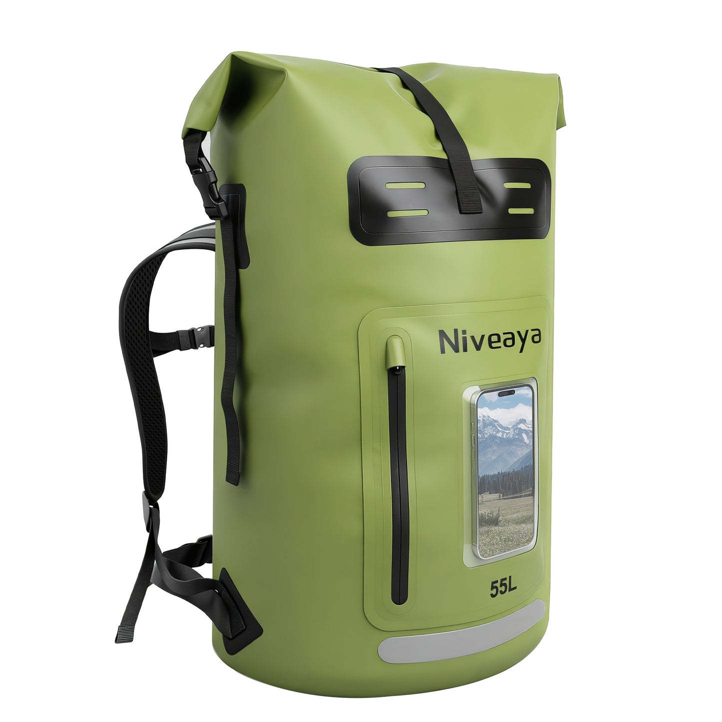 NIVEAYA Heavy Duty Hiking Backpack Roll Top Closure Bag
