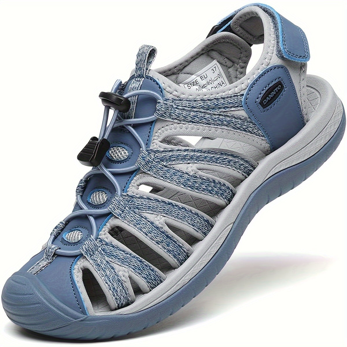 Women's Closed Toe Hiking Sandals with Adjustable Straps & Anti-Slip Rubber Sole - Lightweight Breathable Fabric Upper, Cushioned Comfort for Outdoor Walking, Beach, Camping & Travel - Blue, Hiking Accessories