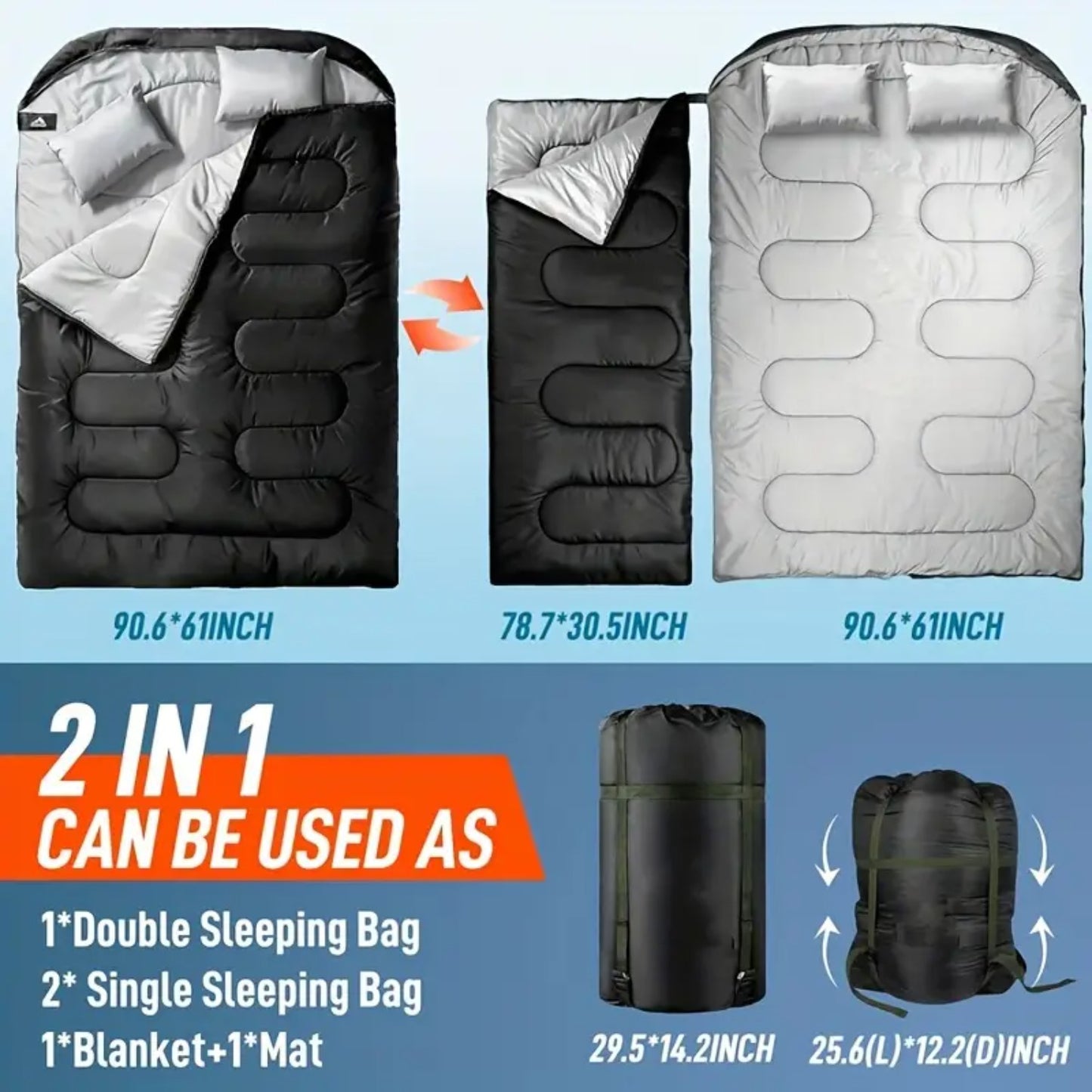 SWTMERRY Two Person Sleeping Bag With Pillow For All Season