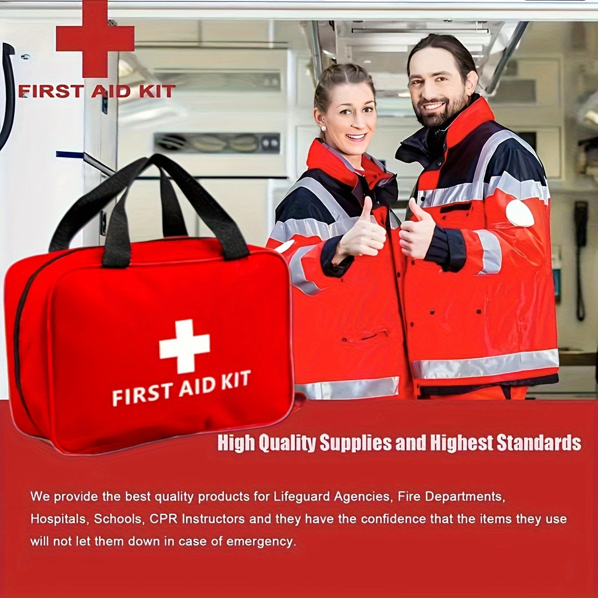 All-in-One Outdoor First Aid Kit with Portable Red Case - Heavy-Duty Supplies for Hunting, Hiking, Camping, & Emergencies - Comprehensive First Aid & Trauma Care (Bandages, Gauze, CPR Mask, Tweezers) for s &