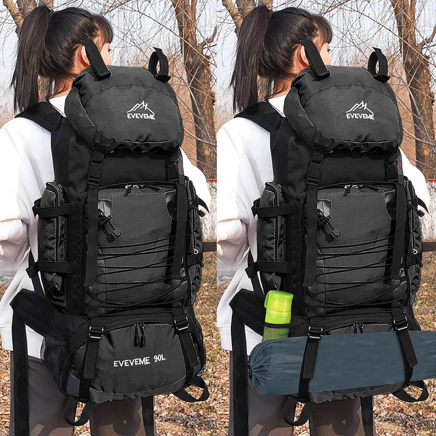 JSERYISGN Waterproof Hiking Backpack Tablet Compartment Shoe Storage