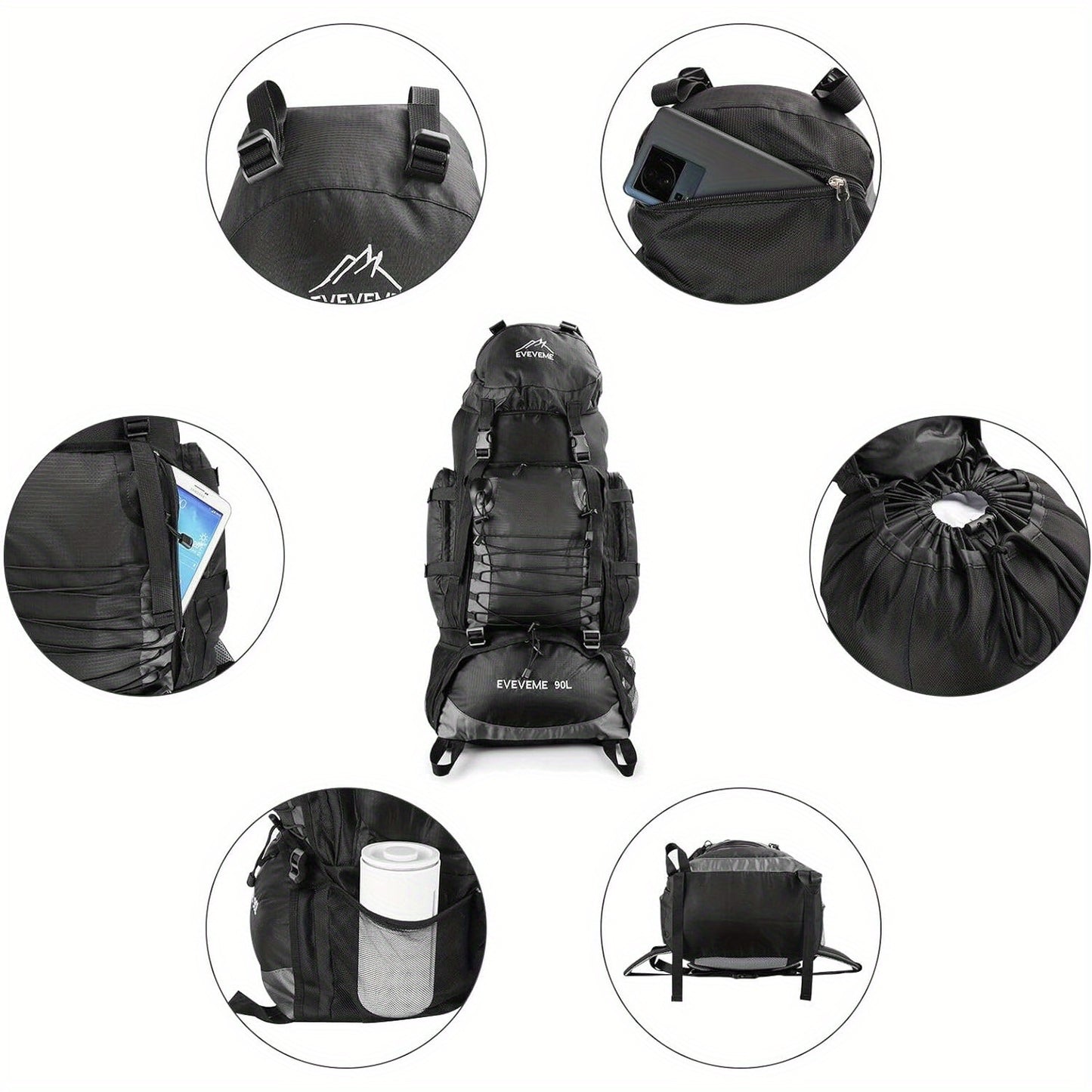 JSERYISGN Waterproof Hiking Backpack Tablet Compartment Shoe Storage